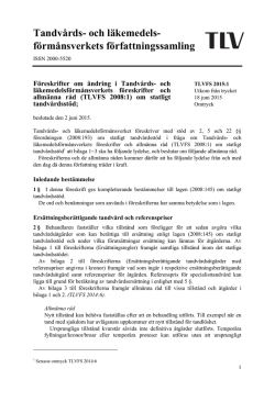 TLVFS 2015:1 om statligt tandvårdsstöd