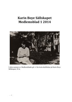 Meddelande 1, 2014 - Karin Boye Sällskapet