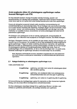 Avtal angående rätten till arbetstagares uppfinningar mellan Svenskt