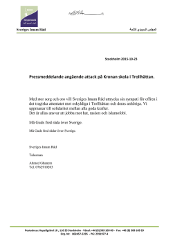 Pressmeddelande angående attack på Kronan skola i Trollhättan.