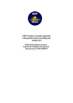NHF Swedens_yttrande angående Läkemedelsverkets utredning