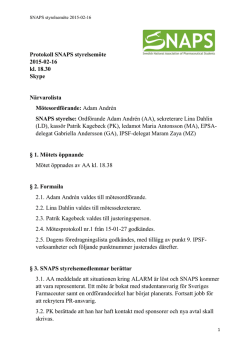 Protokoll SNAPS styrelsemöte 2015-02