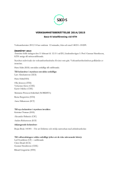 VERKSAMHETSBERÄTTELSE 2014/2015 Verksamhetsåret 2013