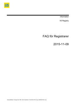 FAQ för Registrarer 2015-11-09