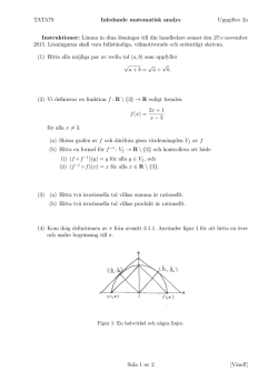 TATA79 Inledande matematisk analys Uppgifter 2a
