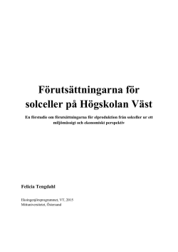 F&ouml;rstudie f&ouml;r solenergi p&aring; H&ouml;gskolan V&auml;st