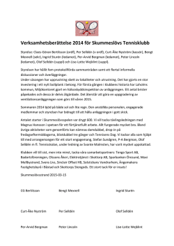 Verksamhetsberättelse 2014 - Skummeslövsstrands badortsförening