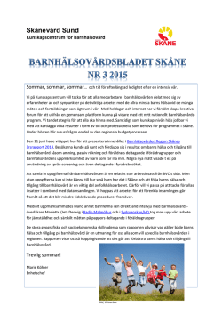 Barnhälsovårdsbladet nr 3 2015 - Vårdgivare Skåne