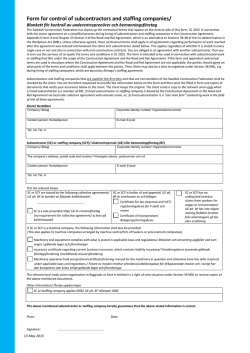 Form for control of subcontractors and staffing companies/
