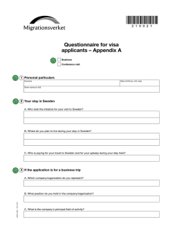 Questionnaire for visa applicants - Appendix A. Application form