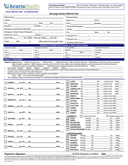 Oncology Infusion Referral Form