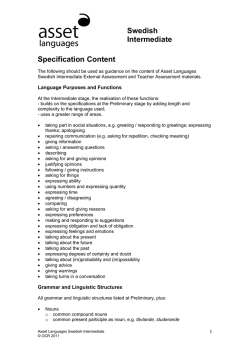 Swedish Intermediate Specification Content