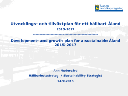 Development and growth plan for a sustainable Åland