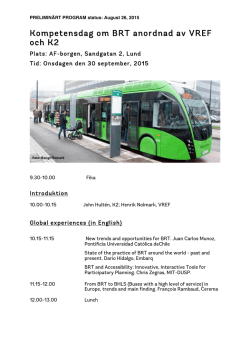 Kompetensdag om BRT anordnad av VREF och K2
