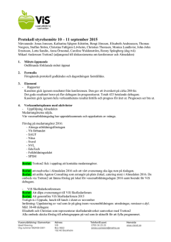 Protokoll styrelsemöte 10 – 11 september 2015