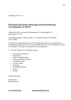 Boendeinformation - BRF Norrköpingshus 32