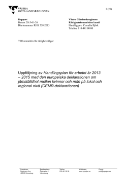 Uppföljning av Handlingsplan för arbetet år 2013