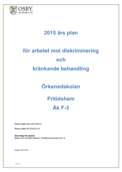 2015 års plan för arbetet mot diskriminering och kränkande