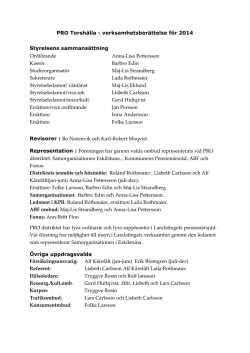 PRO Torshälla - verksamhetsberättelse för 2014 Styrelsens