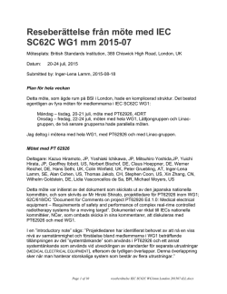 Reseberättelse från möte med IEC SC62C WG1 mm 2015-07