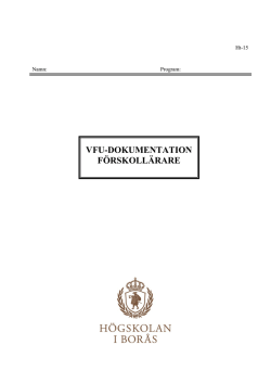 VFU-DOKUMENTATION FÖRSKOLLÄRARE