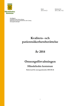 Kvalitets- och patientsäkerhetsberättelse År 2014
