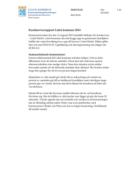 Kundservice servicerapport 2014