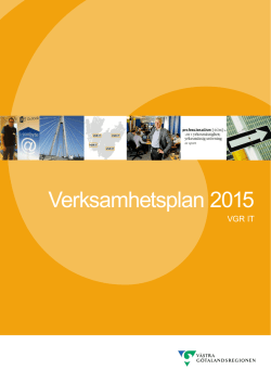 Verksamhetsplan 2015 - Västra Götalandsregionen