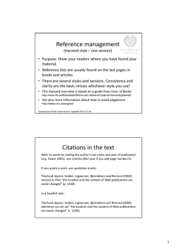 Reference management Citations in the text