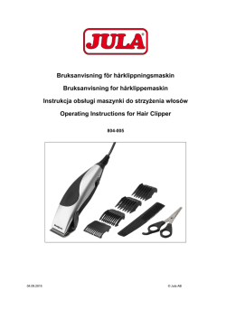 Bruksanvisning för hårklippningsmaskin Bruksanvisning for