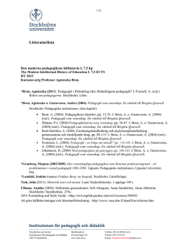 Litteraturlista HT15 - Institutionen för pedagogik och didaktik