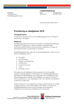 4. Prioritering av detaljplaner 2015