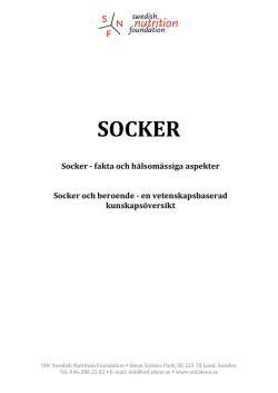 Rapporten SOCKER  - SNF Swedish Nutrition Foundation