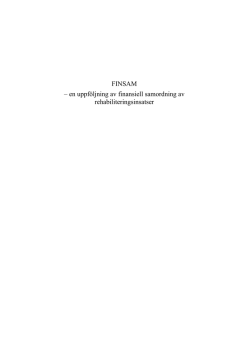 Rapport FINSAM - en uppföljning av finansiell samordning av