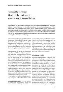 Hot och hat mot svenska journalister - Nordicom