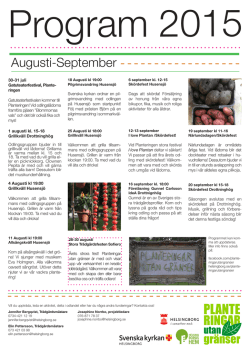programmet Planteringar utan gränser, augusti och september 2015