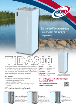 Försäljningsblad TIDA300 (9st std-tankar)