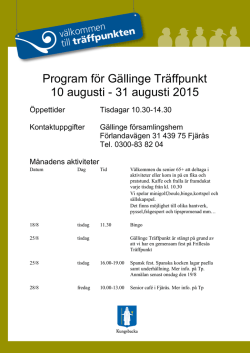 Program för Gällinge Träffpunkt 10 augusti