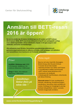 Anmälan till BETT-resan 2016 är öppen!