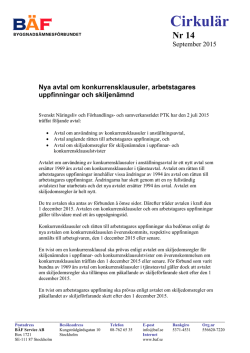 Nr 14 2015 Nytt avtal om konkurrensklausuler, arbetstagares