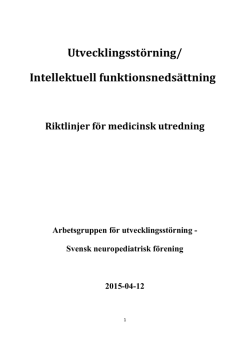 Utvecklingsstörning - Svensk Neuropediatrisk Förening