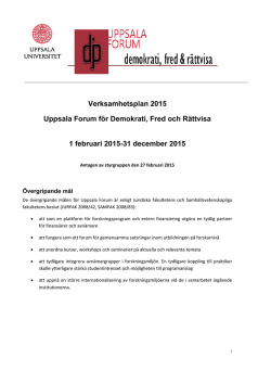 Verksamhetsplan 2015 Uppsala Forum för Demokrati, Fred och
