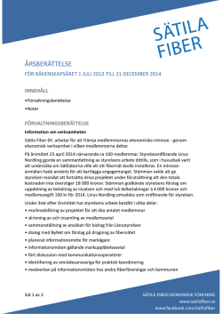 Årsberättelse 2013-2014 - Sätila Fiber Ekonomisk Förening