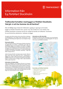 Information från E4 Förbifart Stockholm