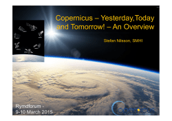 Copernicus – Yesterday,Today and Tomorrow! – An Overview