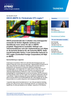OECD (BEPS 3) Förändrade CFC-regler