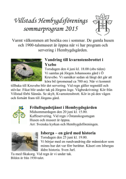 Sommarprogram 2015 - Villstads hembygdsförening