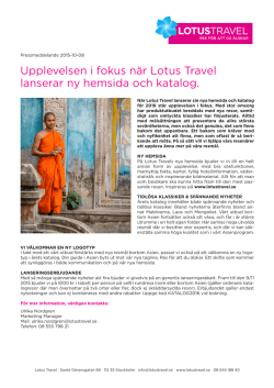 Upplevelsen i fokus när Lotus Travel lanserar ny hemsida och katalog.