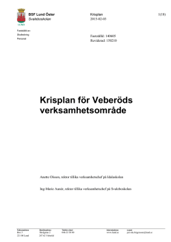 Krisplan för Veberöds verksamhetsområde 150203