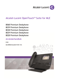 Alcatel-Lucent OpenTouch™ Suite for MLE - Alcatel